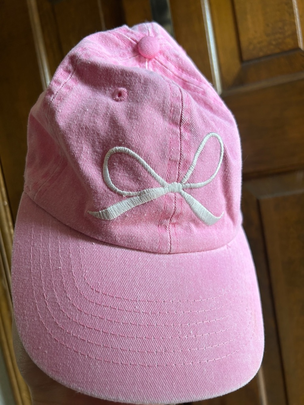 Pink Bow Embroidered Baseball Cap